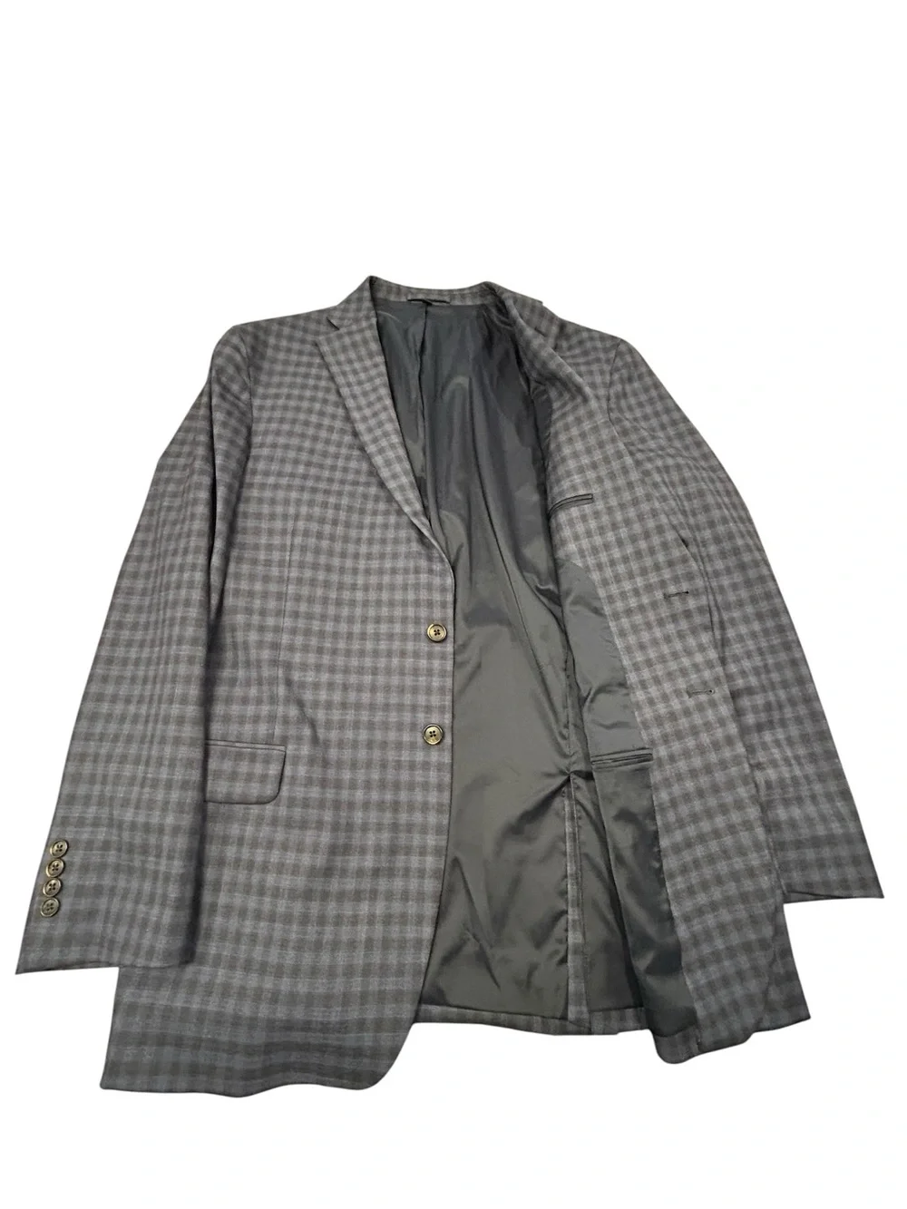 Jos. A. Bank Men's Tailored Fit Blue Check Blazer 46L 70% Wool Blend Fully Lined